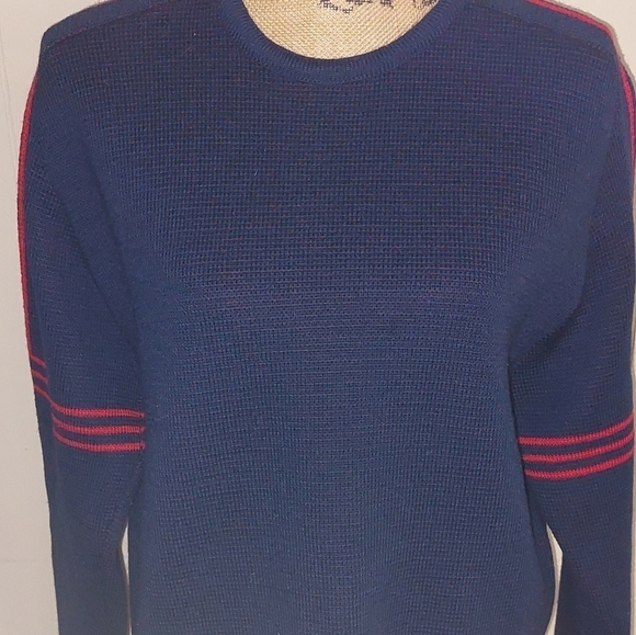 Demetre VTG  Mens Sweater Wool Pre Loved Size Large Navy Blue - Picture 3 of 7